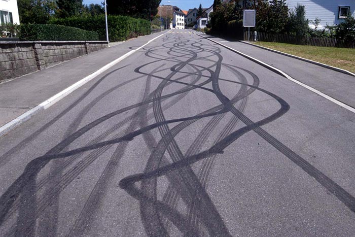 skid marks from car wreck